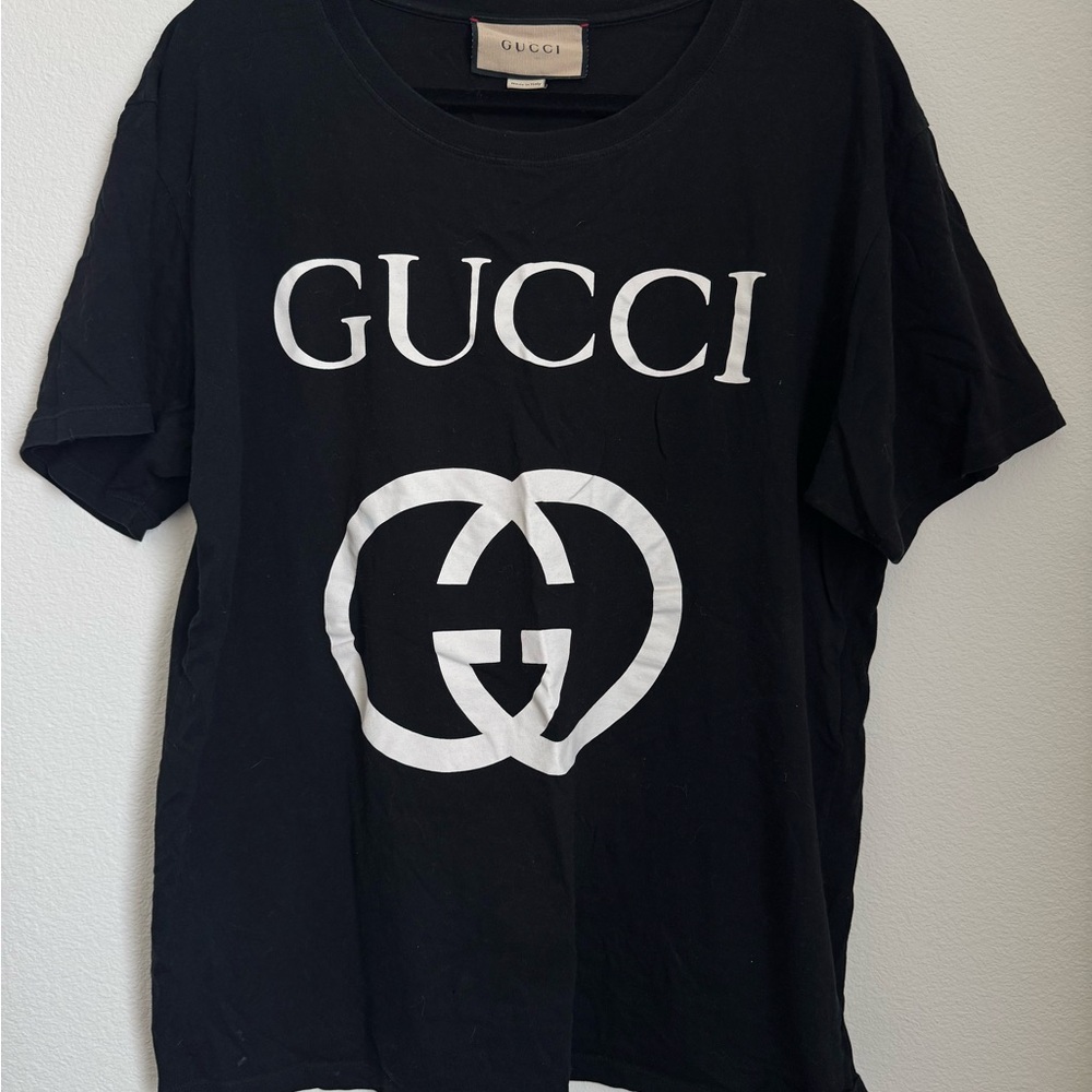 Gucci Black Tee with White logo